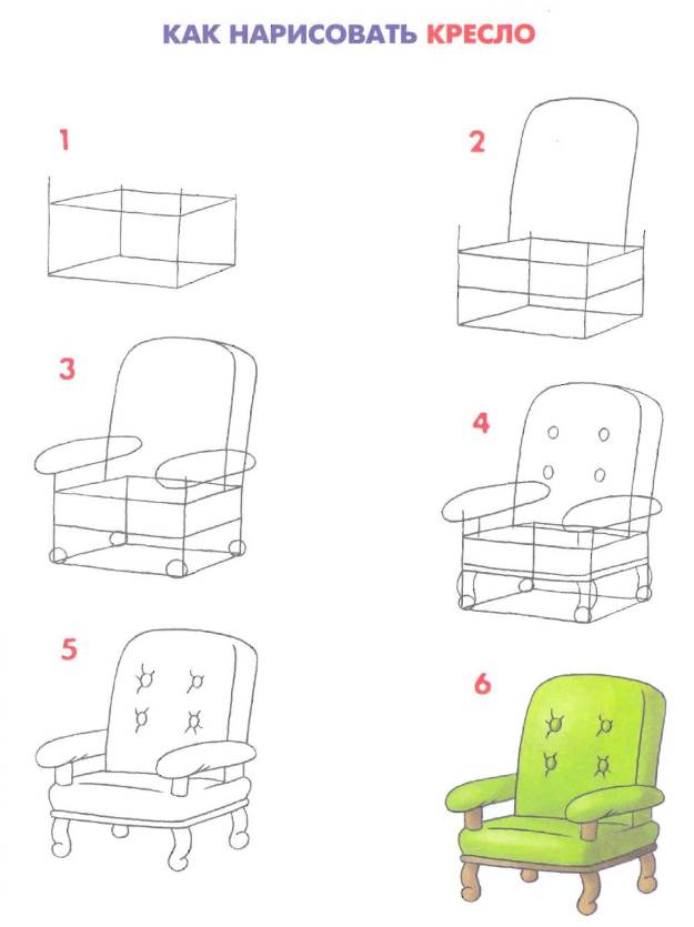 Как нарисовать кресло