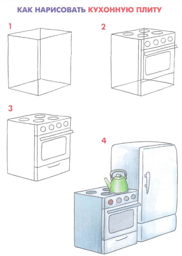 Как нарисовать кухонную плиту