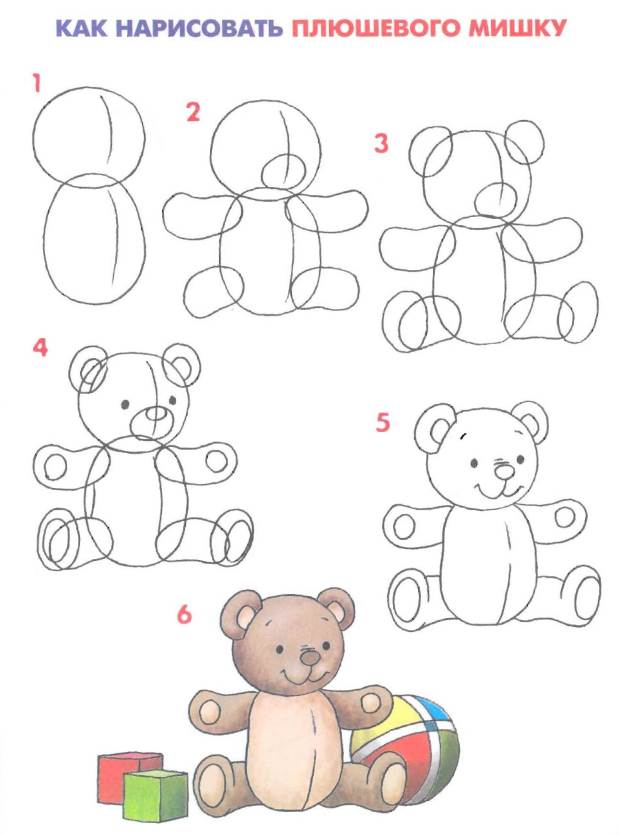 Как нарисовать плюшевого мишку