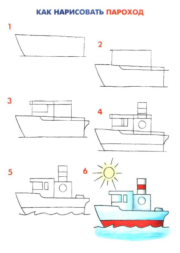 Как нарисовать пароход