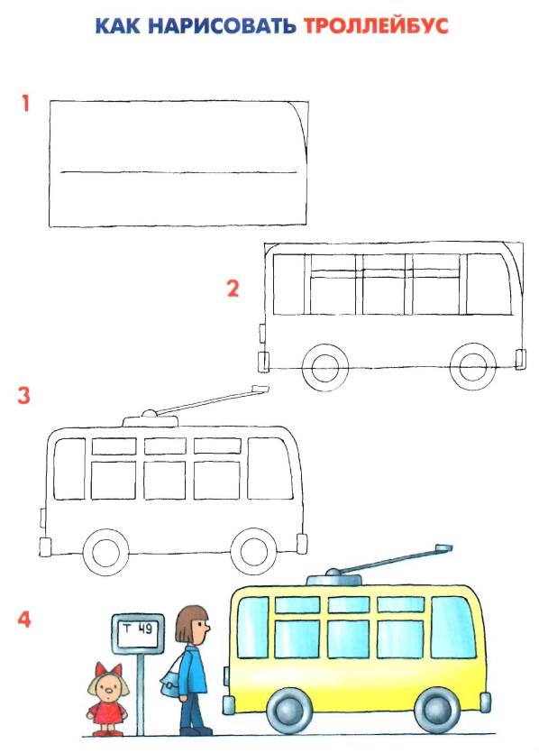 Как нарисовать троллейбус